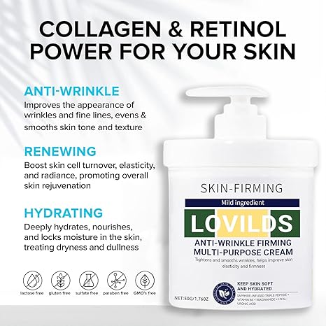 Lovilds - Crema rejuvenecedora reafirmante para la piel, crema reafirmante avanzada y reductora de arrugas Lovilds para todo tipo de piel