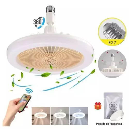 FOCO VENTILADOR LED CON AROMATIZADOR 3 EN 1